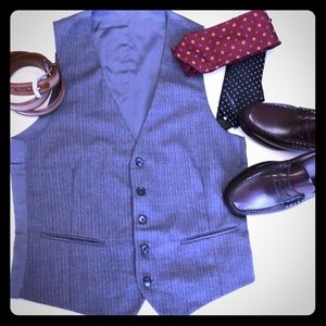 YVES SAINT LAURENT Gray Pinstripe Men’s Vest